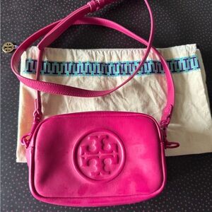 Tory Burch Pink Leather Crossbody Camera Bag